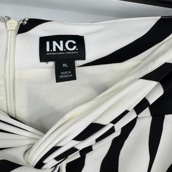 INC International Concepts Women Midi Twist Skirt Zebra Print Black White XL - Picture 7 of 12